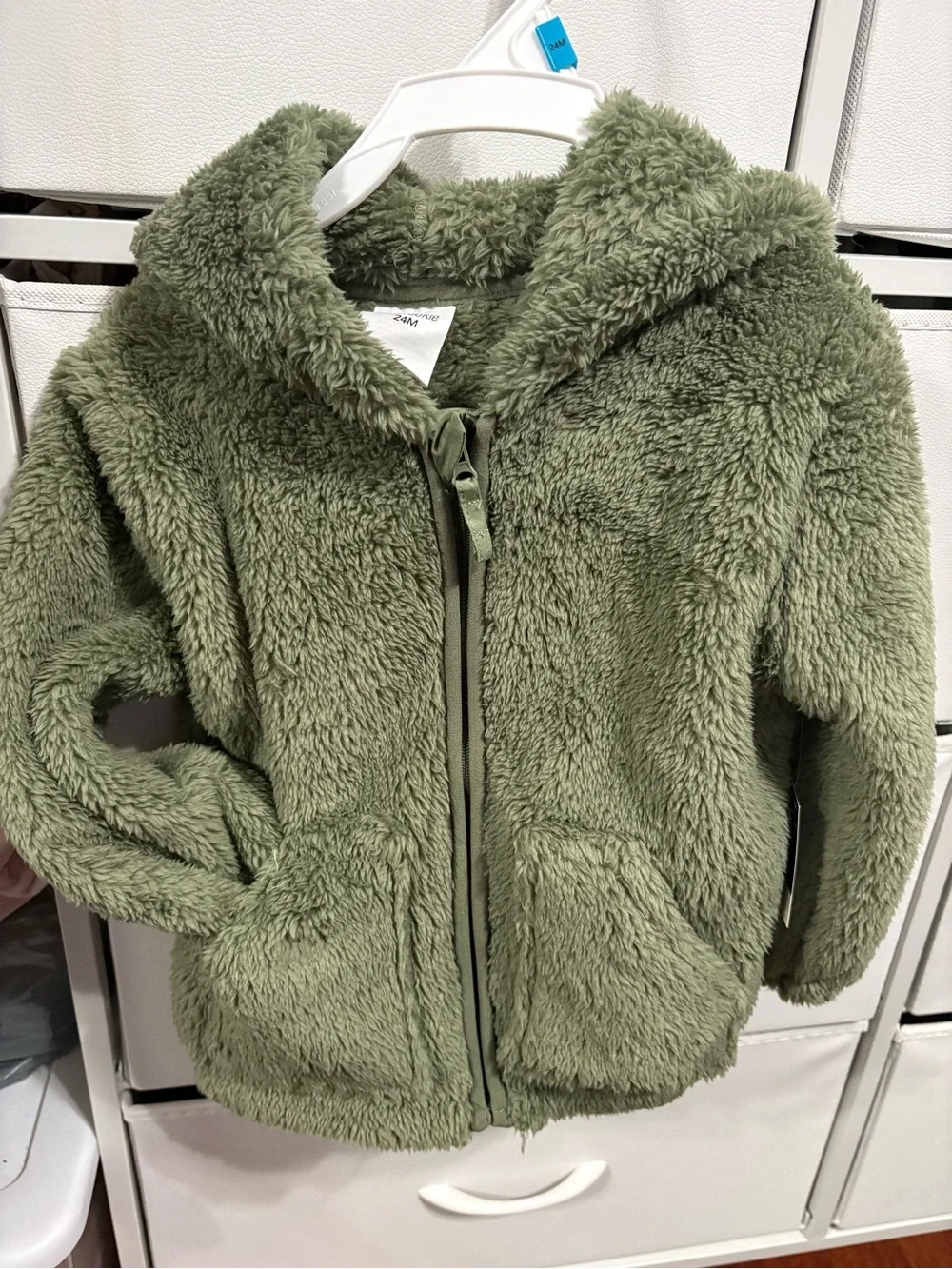 okie dokie Olive Green Plush Hooded Puffer Jacket